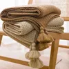 Cobertores nórdicos para cama sofá sofá chunky malha colcha de malha lance cobertor com borla cor lisa waffle em relevo 231213