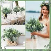 Flores decorativas 120 pcs 6 tipos misturados folhas de eucalipto hastes em massa vegetação artificial picaretas pacote para vaso de casamento decoração floral