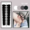 False Nails 24pcs Sector 디자인 흰색 가장자리 프랑스 가짜 손톱 간단한 분리 가능한 풀 커버 팁 미드 길이 프레스 on