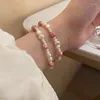 Bracelets à maillons en céramique colorée pour femmes, perles d'imitation, Double corde douce, accessoires pour les mains