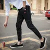 Calças de brim masculinas preto cortado masculino calças de cowboy fino ajuste para homens tubo apertado magro 90s streetwear denim tendência 2023