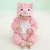 Barboteuses Bébé barboteuses hiver Costume flanelle pour fille garçon enfant en bas âge vêtements pour bébés enfants ensemble animaux Panda tigre Lion licorne Ropa Bebe 231212