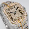 Handgjorda diamantklocka Mens klockor automatisk mekanisk 40mm safir med diamantspäckt stålarmband armband Montre de luxe