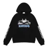 Rhude Sweat à capuche Designer Niche de mode Château haute définition imprimé Terry Col rond Pull Hip-hop unisexe avec étiquette et logo