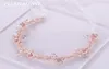 2021 rosa ouro flor pérola bandana jóias tiara casamento nupcial princesa cabelo cristal noiva headdress8130515
