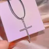 Anhänger-Halsketten für Damen, platiniert, Wassertropfen, Kristall, Zirkon, Kreuz, religiöser Modeschmuck, Paar-Geschenk