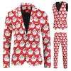 Ethnic Clothing Xingqing Christmas Suit Set for Men Cartoon Print Long Sleeve Single Breasted Jacket with Vest Pants 3Pcs Clothes Party Outfits 231213
