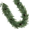 Dekorativa blommor 2m Artificial Christmas Garland Pine Needle Cypress Greenery Wreath Rattan Decoration Holiday Winter Decor