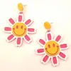 Neue süße Smiley-Blume, große Baumeln-Ohrringe für Frauen in 3 Farben, klare Acryl-Ohrringe, Modeschmuck, Accessoires289S