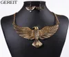 GEREIT Vintage Gold Silver Filled Big Bird Eagle Pendant Necklace Earrings For Women Punk Egyptian African Dubai Jewelry Set5780267