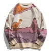 Maglioni da uomo Harajuku Cartoon Little Dinosaur maglione lavorato a maglia da uomo maglione invernale da donna vintage pullover casual giapponese streetwear unisex 231212