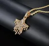 MEN HIP HOP ICED OUT CZ BLING WATER DROPLETS STAR PENDANT NECKLACE Micro Pave Cubic Zirconia Simulated Diamonds Necklace2602236