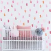 25st akvarell rosa blå färgslag 5x10 cm väggklistermärken för baby barnkammare dekoration väggdekaler sovrumskal klistermärken