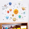 Мультфильм Солнечная система Космическая планета Солнце Земля Луна наклейки на стену для детской комнаты спальня читальный зал наклейки на стены школа детская