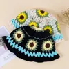 Berets Women Crochet Bucket Hats Floppy Fisherman Sunflower Beanie Caps For Travel Beach Hiking
