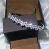 Office Lady Baguette Manchet Bruidsarmband Diamond S925 Silver Filled Engagement Bangle voor vrouwen bruiloft Jewelry215t