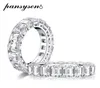 100 prawdziwy 925 Srebrny szmaragdowy krój stworzony diamentowy diamentowy zaręczyny pierścionki Women Kobiety Pierścień biżuterii Klaster5527096