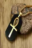 Removable Ankh Necklace for Men Gold Tone Stainless Steel Cut Out Crux Ansata Key To Life Egypt Pendant Box Chain 24"9157774