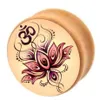 Yogakroppsmycken OM Symbol Flower Logo Wood Ear Expansions Bårmätare 6-16mm Piercing Plugs and Tunnels 314KR287I