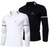 Polos Masculinos HDDHDHH Outono Camisa Polo Masculina de Lapela Manga Longa 231212