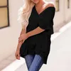 Kvinnor Bluses European and American Style V Neck Short Sleeve Chiffon Pullovers 2023 Summer Half pärlstav personlighetstopp