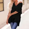 Damesblouses Europese en Amerikaanse stijl V-hals Korte mouw Chiffon Truien 2023 Zomer Halve kralen Persoonlijkheid Top