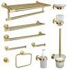 Bath Accessory Set Gold Brushed Bathroom Accessories Hardware Set Towel Bar Rail Paper Holder Robe Hook Soap Dish Towel Hanger Shelf Toilet Brush 231212