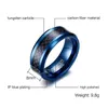 Meaeguet Trendy 8MM Blue Tungsten Carbide Ring For Men Jewelry Black Carbon Fiber Wedding Bands USA Size S181016072513