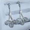 Feiner Schmuck, Tropfenohrring aus 925er-Sterlingsilber, Pavé-Fassung, Diamant-Cz-Verlobung, Hochzeit, baumelnde Ohrringe für Frauen, Brautgeschenk248U