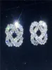 Vecalon forma de flor brinco claro diamante 925 prata esterlina noivado casamento brincos para mulheres jóias de noiva 8045377