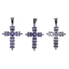 Projektant mody Purple Zircon Cross Charm Wisianek z łańcuchem linowym Hip Hop Kobiety mężczyźni pełne utwardzone 5a Cubic cyrkonż