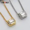 OEVAS Real 1 Emerald Cut D color Moissanite Pendant Necklace Gold Color 100% 925 Sterling Silver Party Fine Jewelry Gifts 210319260r