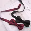 Bow Ties 6 12cm Fashion Wine Navy Blue Black Solid Floral Polyester Bowtie For Man Wedding Business Casual Daily Necktie