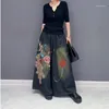 Kvinnors jeans Etnisk stil 2023 Autumn Korean mode broderad denim breda benbyxor mångsidiga raka överdimensionerade dragskon