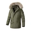Jaquetas masculinas inverno para homens parkas com capuz de pele moda roupas engrossar quente ao ar livre ajustável cintura corda 231212