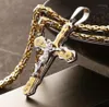 Kedjor smycken Men039s byzantinska guld och silver rostfritt stål Kristus Jesus Cross Pendant Necklace Chain Fashion Cool3475354