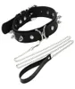 Chokers 2022 Gótico Punk Spike Rivet Sexy Colar Corrente Pescoço Alter Metal PU Colar de Couro Tração Corda Bondage9250353