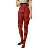 Women Socks Christmas Halloween Contrast Color Stripe Pantyhose High Waist Full Length Tight 13MC