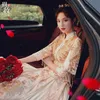 Etnische kleding Xiuhe vrouwelijke bruid Chinese stijl Toast afslankende trouwjurk Champagne pak 231212