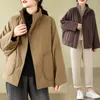 Trench da donna Stile giapponese Colletto alla coreana Imbottito in cotone Addensare Allentato Autunno Inverno Pane Piumino Moda Donna Capispalla Casual Parker