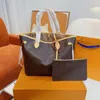 Borsa shopping tote di design di lusso, set da 2 pezzi, borsa da donna con borse moda in pelle a portafoglio