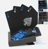 WholeWater Proof Puur Zwart PVC Poker Puur Zwarte Kaarten Blauw Zilver Lettertype Magic Speelkaarten 63mm 88MM 140g6363072