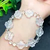 Bangle Natural Clear Quartz Lucky Clover Bracelet Healing Fashion Reiki Crystal Man Woman Fengshui Jewelry Birthday Gift 1pcs 15MM