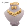 Set di gioielli di lusso per donne Dubai matrimonio color oro collana orecchini bracciale anello nuziale indiano Nigeria regali africani set 201296k