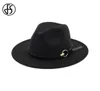 FS Wool Fedora Mens Hat Wide Brim kände klassiska gentleman vinterhattar för kvinnor elegant diskett trilby topp jazz cap8653080