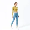 2023 lu-11 yoga sports yoga sports bra women gym fitness clothes long-sleeved T-shirt padded half length running slim athletic workout top