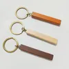 Free laser engraving logo Rectangular wooden bar beech wood keyring wooden keychain personalized logo key hang tag by Ocean-shipping P191