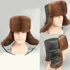 Berety Bomber Hat for Men's Winter Faux Fur Grusty ciepłe pluszowe czapki nausznik