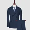 Men's Suits (suit Vest Trousers) Double Breasted Business Casual Fashion Micro Elastic Wedding Man 3/2 Piece Set S-4XL