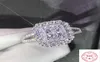 Real 100 925 Diamentowy pierścionek z biżuterią dla kobiet Osiem serc z księżniczką biżuterii Anillos Pierścień Wedding Pudełka szlachetne 7473094